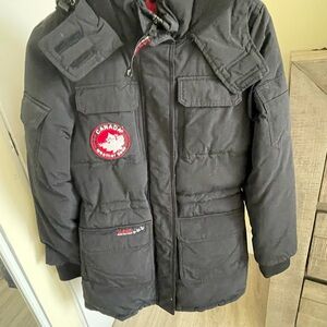 Source Unknown Black Women Jacket/Parka Size S